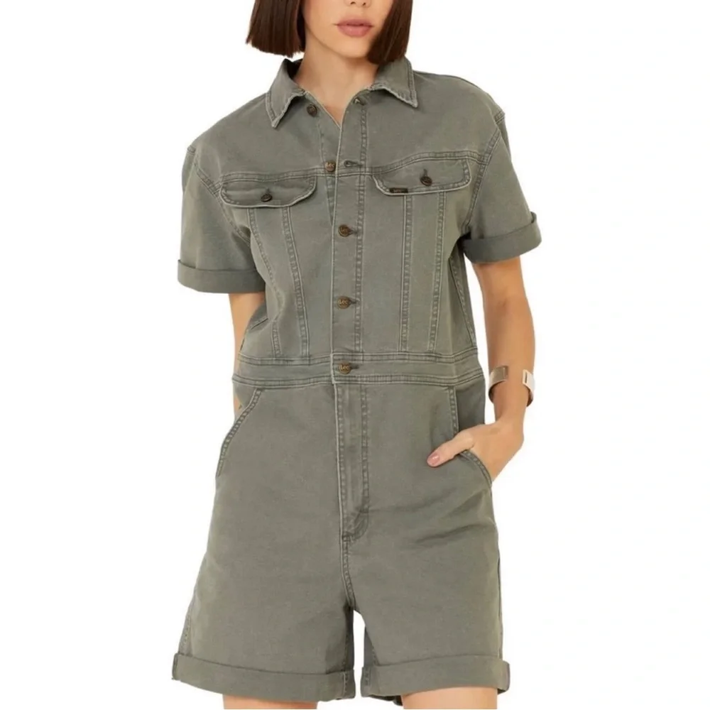 Lee Union Alls Denim Romper in Olive Green Medium - Picture 1 of 10